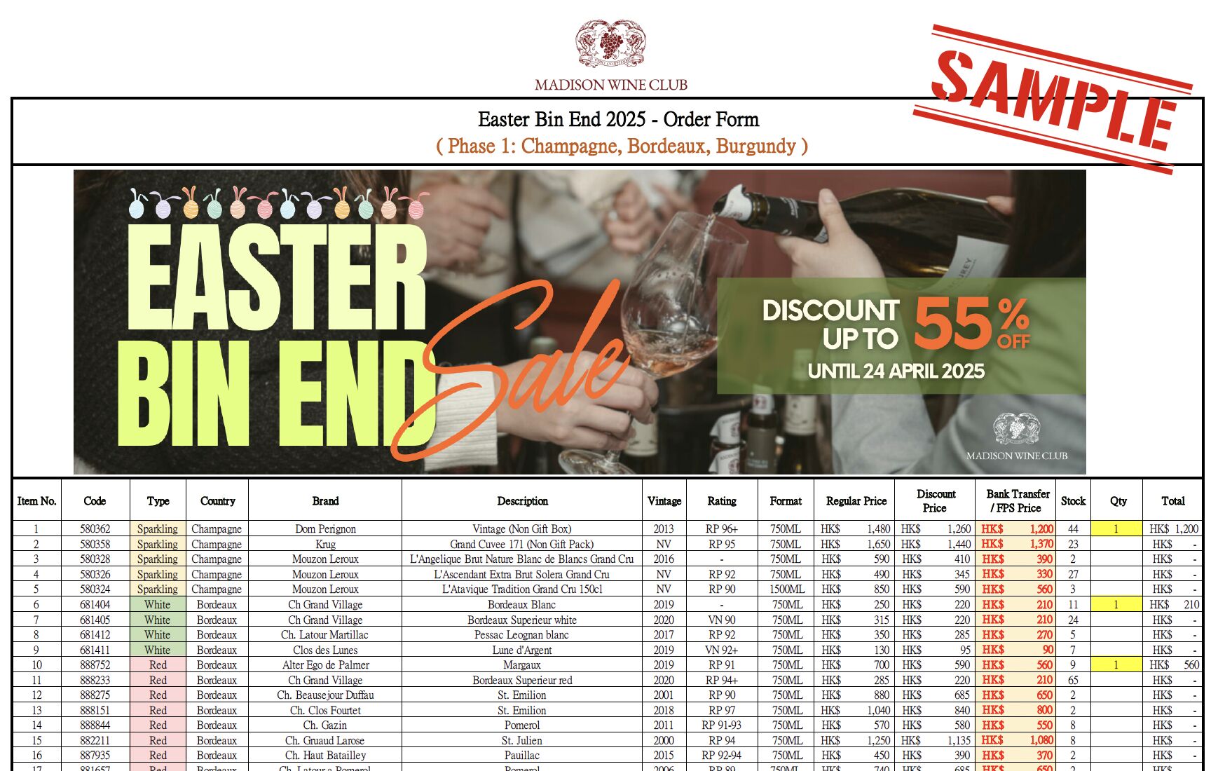 2025 Madison Wine Easter Bin-End Sale