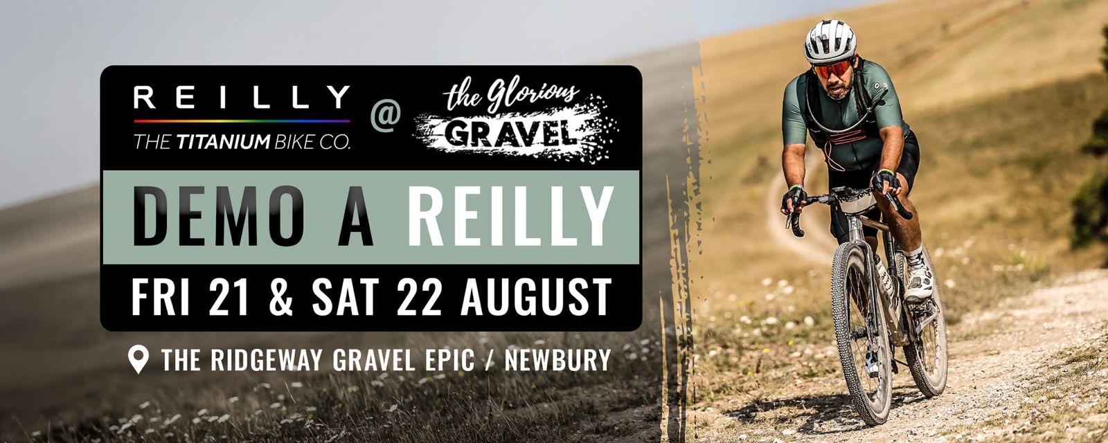 A man rides on gravel 